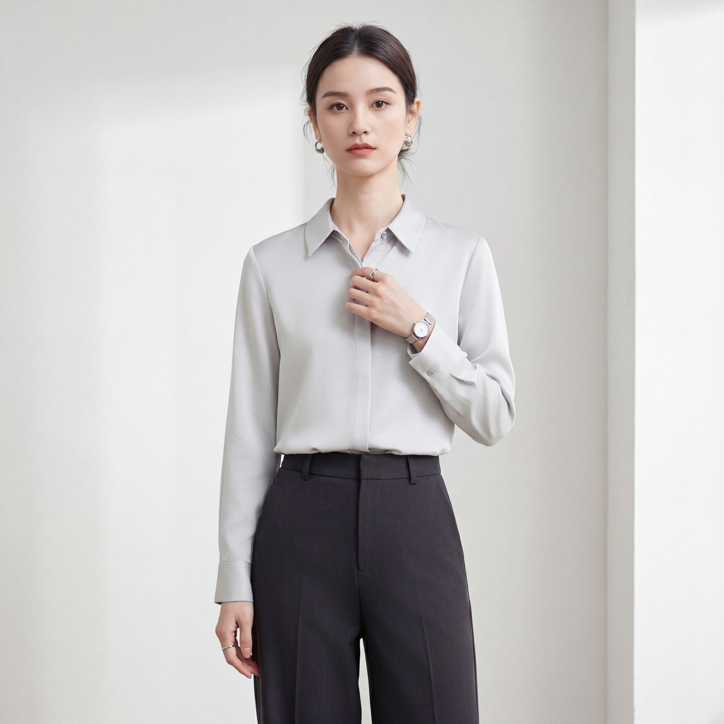 2026 Spring Summer New Silk Blouse for Women Mulberry Silk Long Sleeve Square Collar Loose Satin Sandwashed Shirt Plus Size Women's Clothing