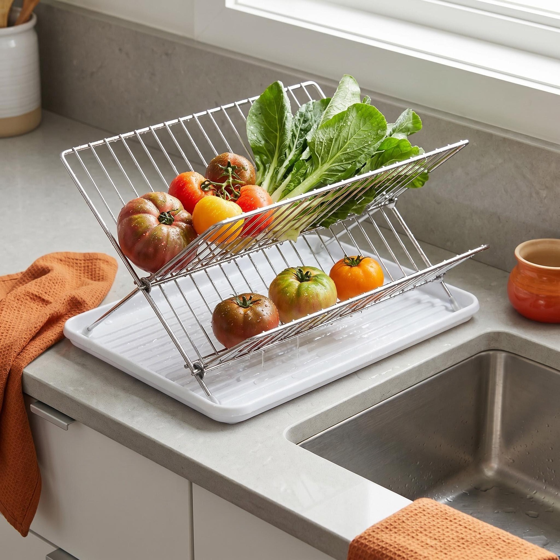 Stainless steel folding X-shaped bowl and plate rack, multi-layer draining bowl and plate rack, kitchen storage rack, bowl and dish organizer