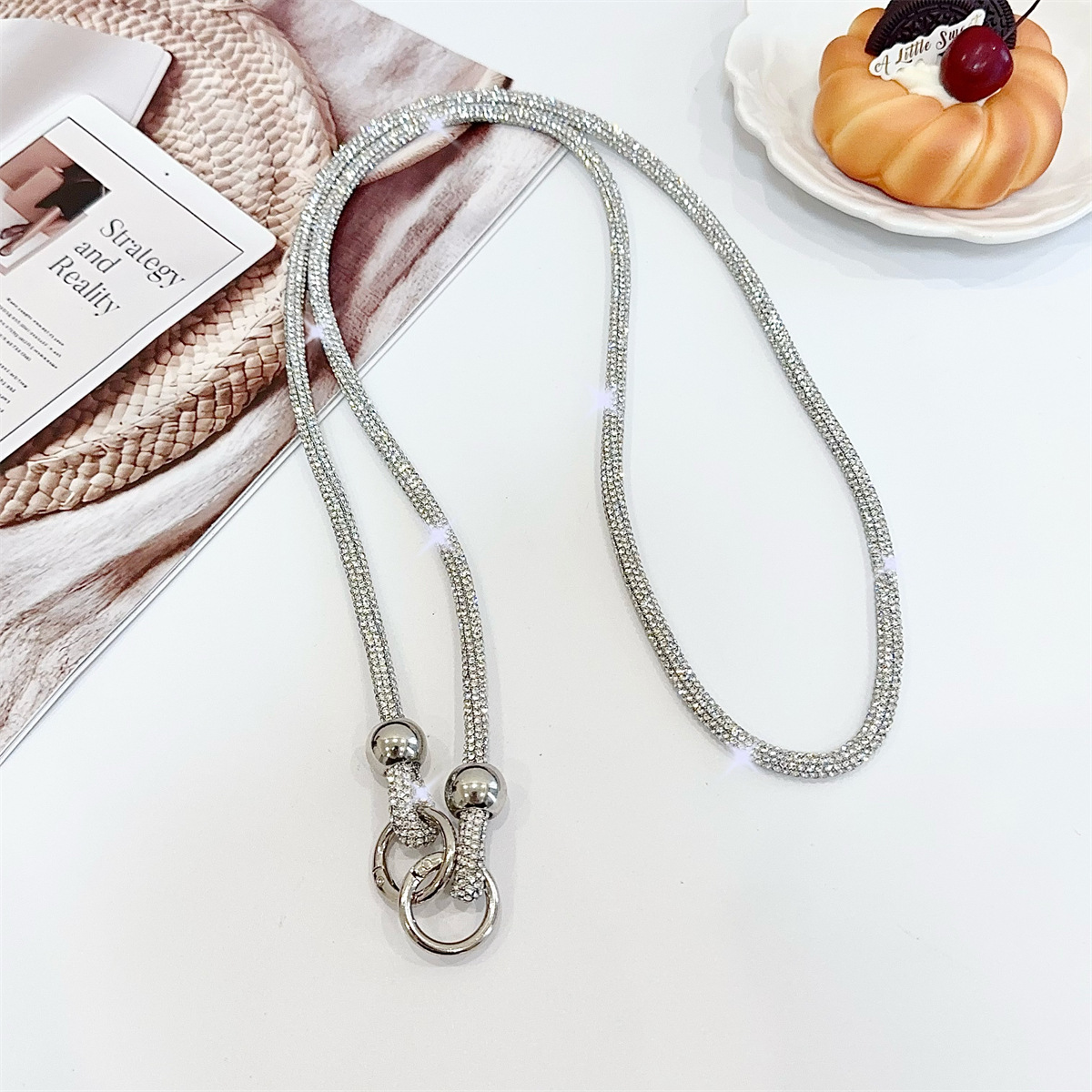 Beaded Rhinestone Crossbody Chain Luxury Diamond Long Phone Lanyard Bag Single Shoulder Chain