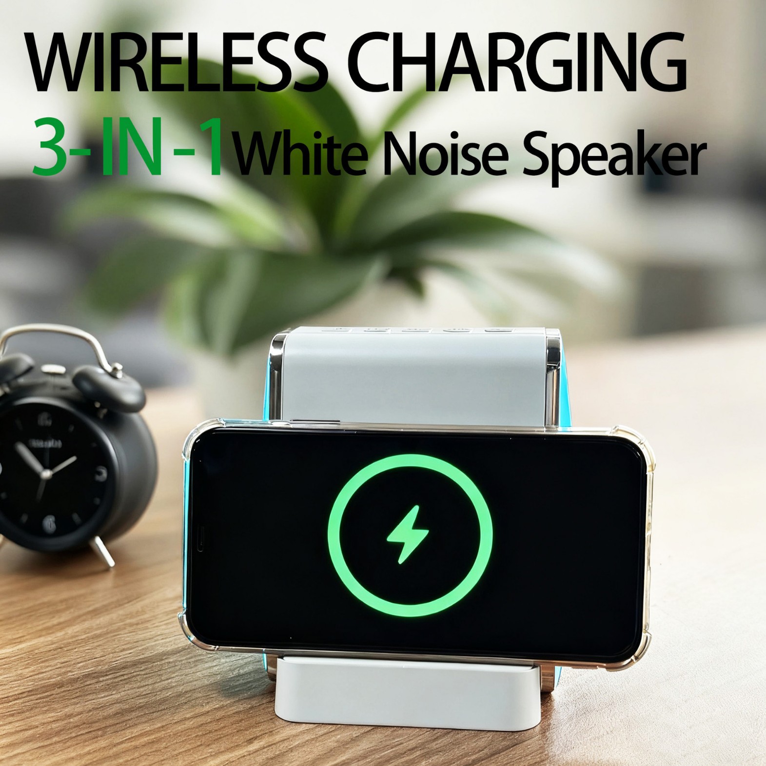 Multifunctional phone wireless charging white noise speaker, phone stand desktop bedside small audio, ambient light sleep