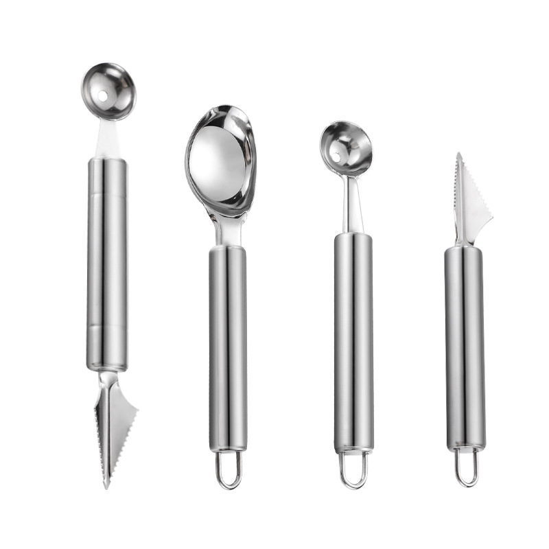 Stainless steel baller watermelon spoon carving knife fruit ball divider ice cream scoop round spoon fruit platter tool