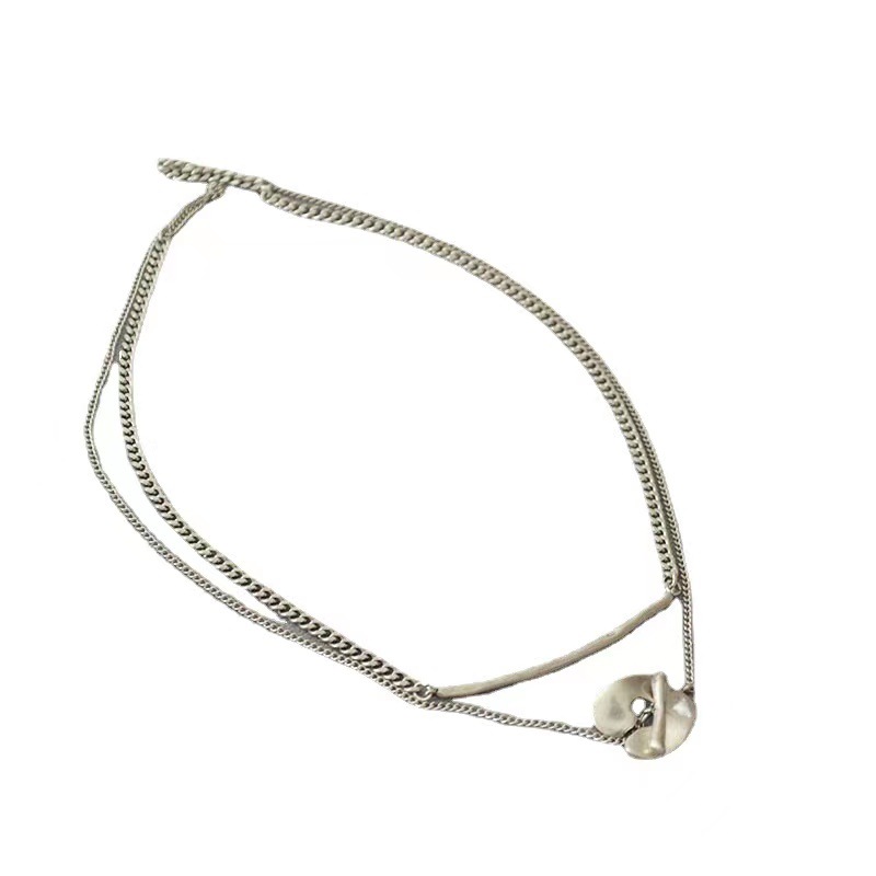 Matsumoto Keina joint gold and silver color OT buckle necklace, multiple ways to wear, layered sweater chain