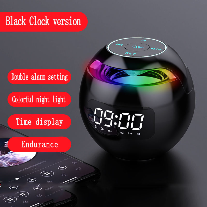 New Clock Colorful Bluetooth Speaker Mini Portable Home Round Ball Plug-in Card Small Steel Cannon Computer Audio