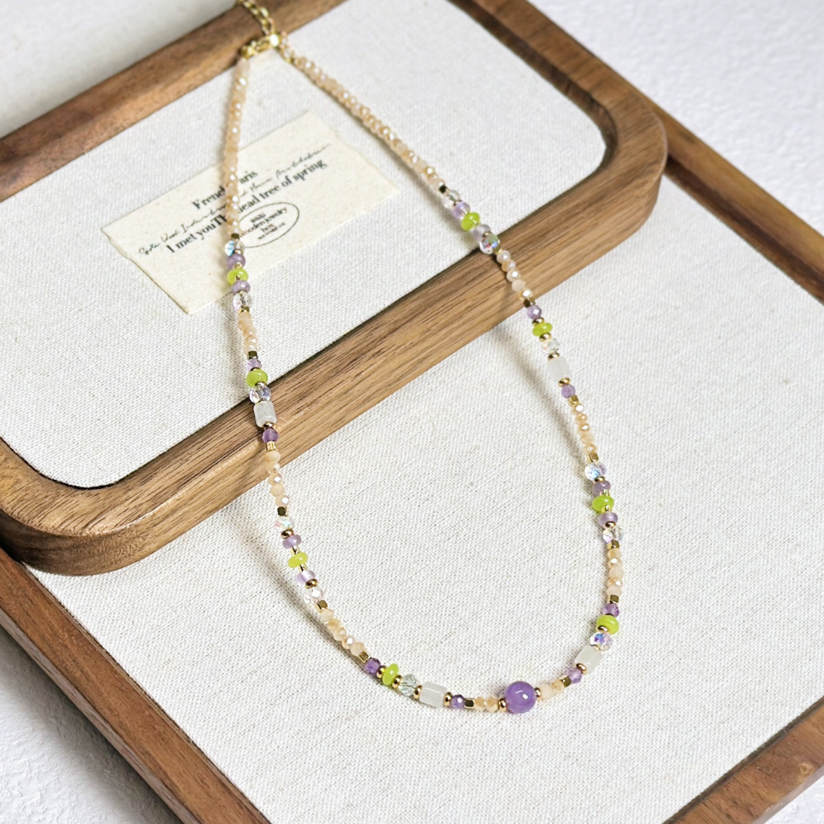 Natural Stone Beaded Pendant Necklace Women New Collarbone Chain Necklace