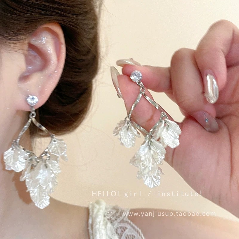 S925 silver needle heart flower tassel earring pearl stud earring for women ear accessory