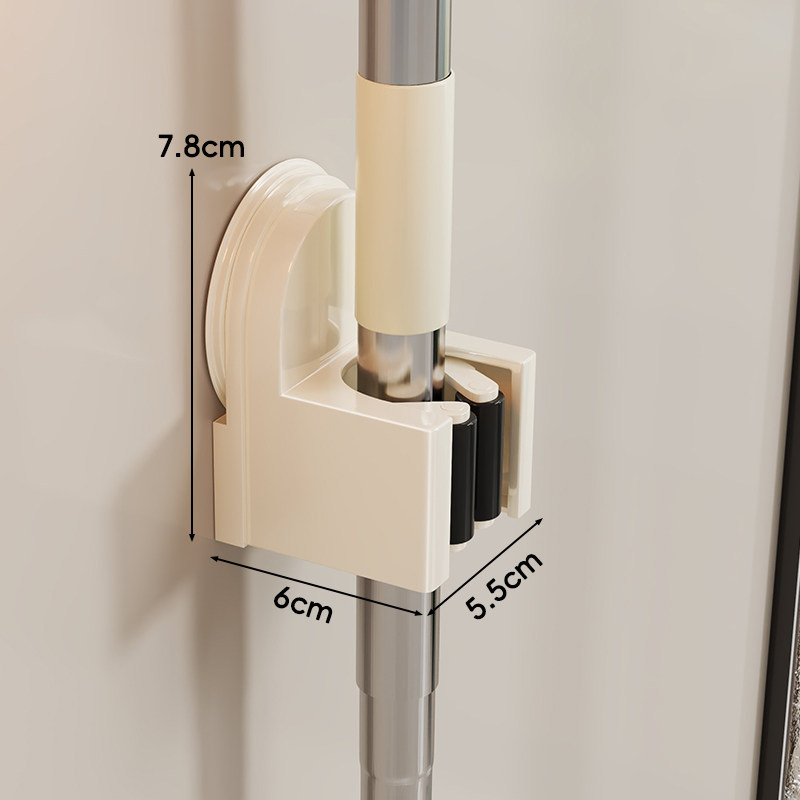 Suction Cup Mop Wall Clip, Bathroom No-drill Mop Rack, Broom Mop Holder Hook, Fixed Storage Rack