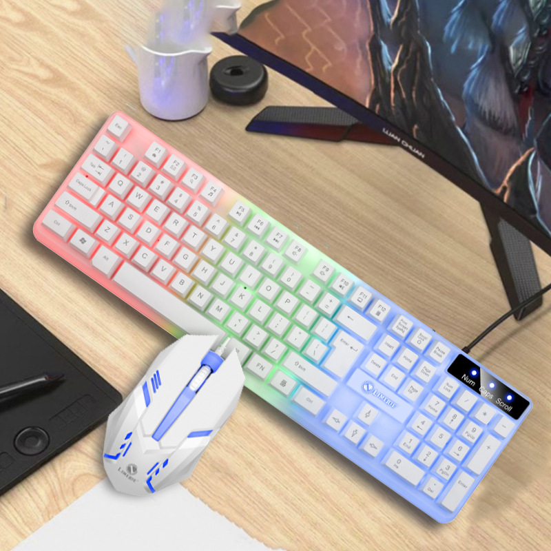 Limei GTX300 Punk Keyboard Backlit Gaming USB Wired Floating Keyboard Mouse Combo EBAY