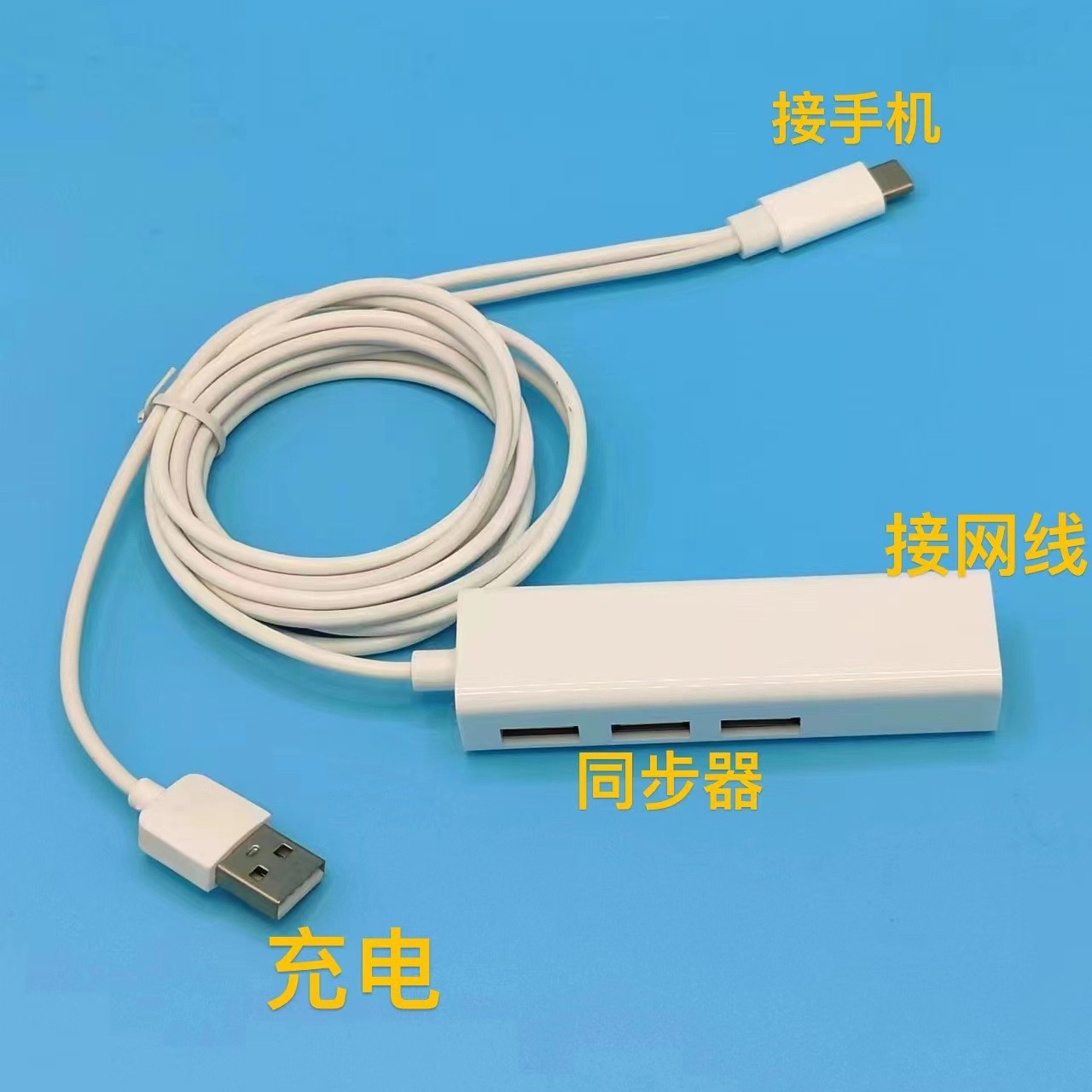 For Apple Android Type-C Ethernet with Synchronizer Long Cable 2-in-1 3-in-1 Adapter 100M