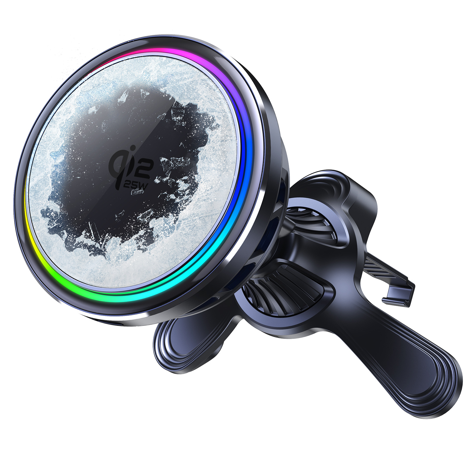 New Qi2.2 magnetic car wireless charger, suitable for Apple 17 LED colorful light phone stand