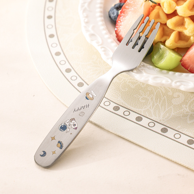 304 stainless steel children's spoon kindergarten cartoon baby food spoon feeding spoon silicone box