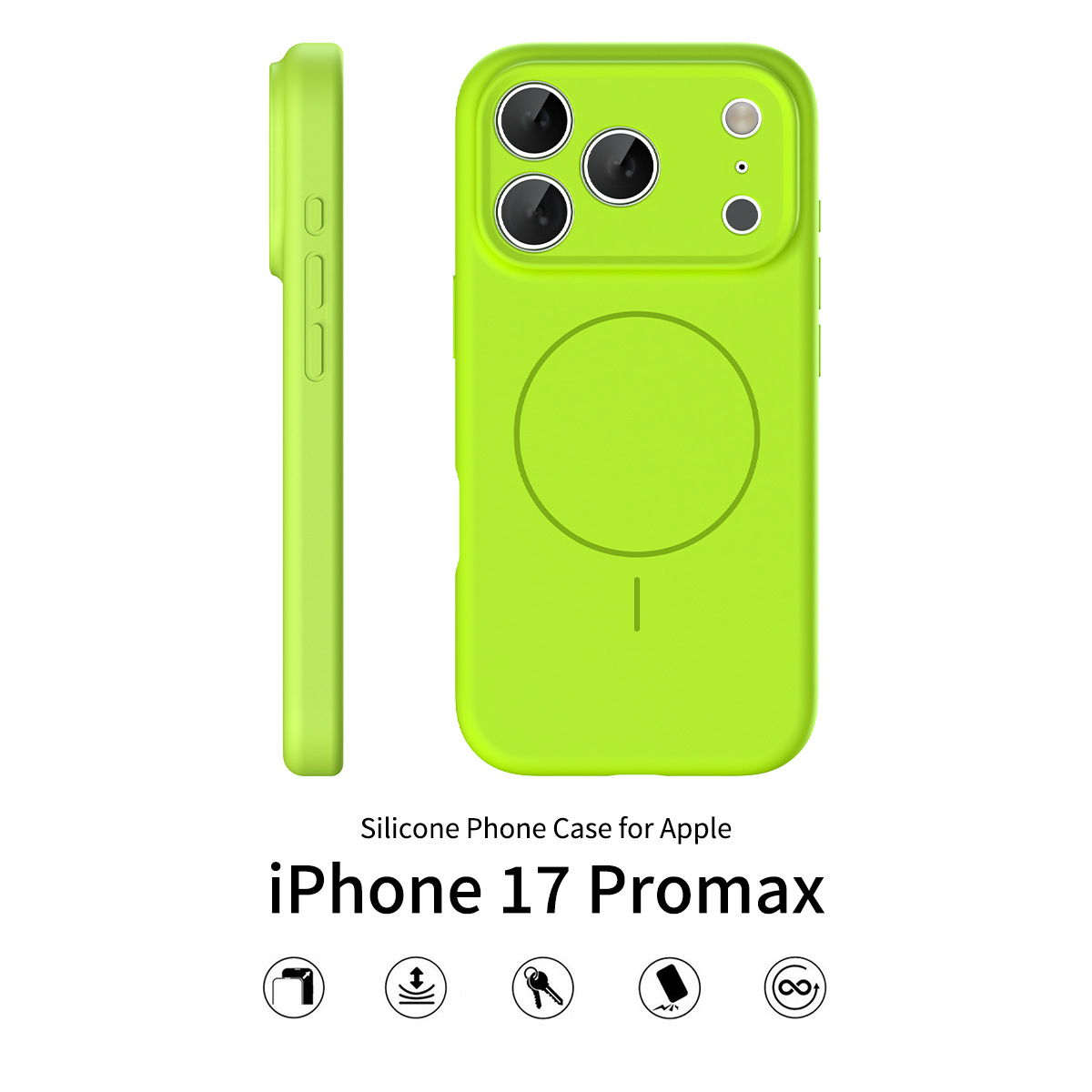 Silicone case for iPhone 17 Pro Max solid color anti-falling
