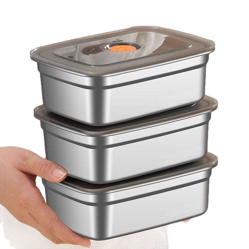 Stainless steel fresh-keeping box with lid refrigerator storage box office worker lunch box meal box sealed box rectangular box