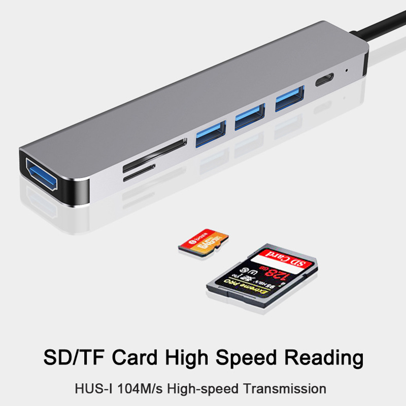 7-in-1 Docking Station Type-C Converter for Macbook Huawei Notebook Expansion