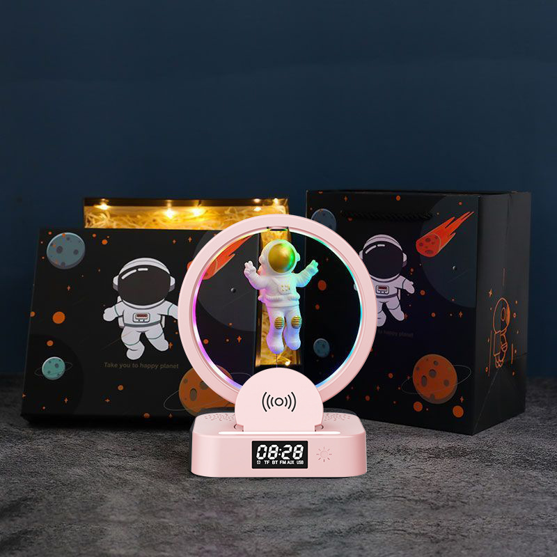 Magnetic levitation astronaut Bluetooth speaker clock spaceman audio RGB computer subwoofer birthday gift - gift box