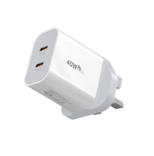 Dual PD40W Charger Applicable Apple Phone Charging Head 20W Dual TYPE-C Fast Charging Head US EU UK AU