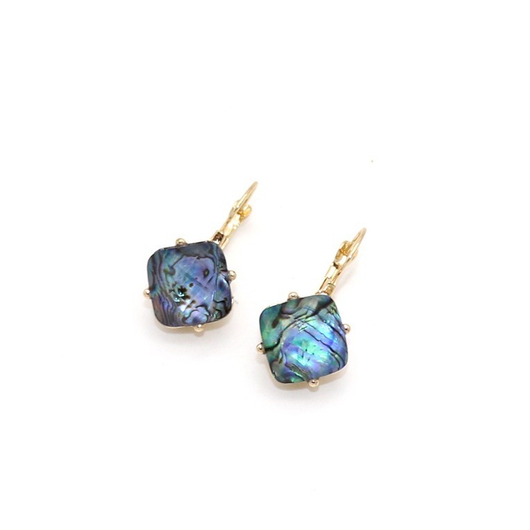 Design Development Accessories Abalone Shell Faceted Material Inlaid Hollow Three-Dimensional Exquisite Earrings