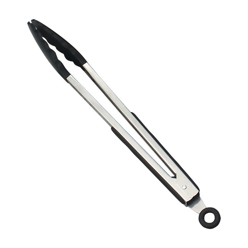 7 Inch 12 Inch Nylon Silicone Food Tongs Kitchen Bread Stainless Steel Food Clips BBQ Heat-Proof Tongs Stainless Steel