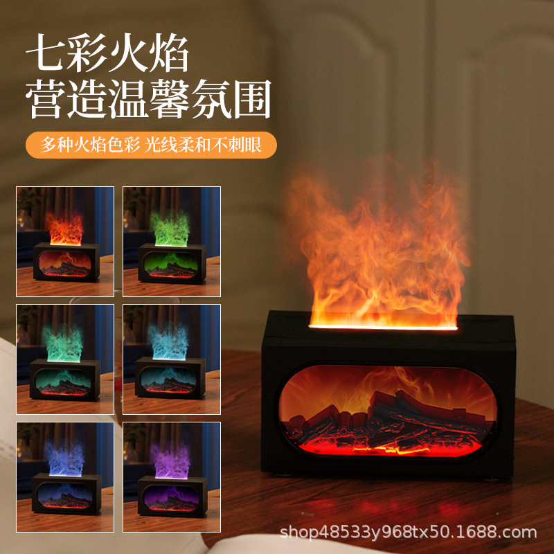 New Desktop Fireplace Sunshine Gold Mountain Aromatherapy Machine Silent Home Desktop Small Snow Mountain Humidifier Diffuser
