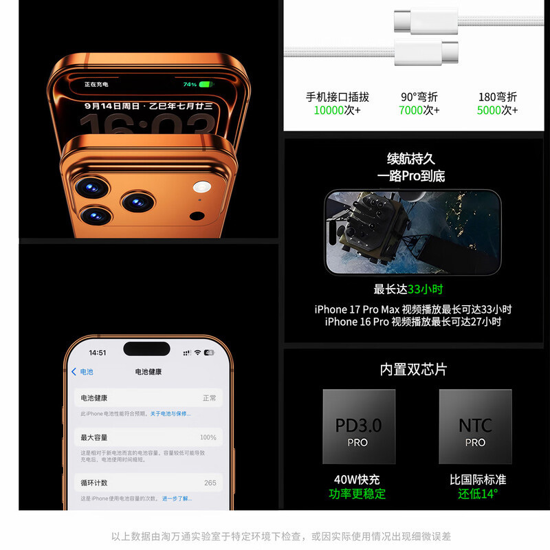 【】40W Dynamic Apple Charger Hermes Orange Compatible Apple 17 Pro Max Charging Head