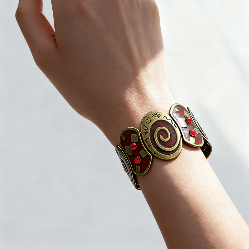 S39 Women's Elastic Oil Drop Bracelet Antique Bronze Enamel Color Bracelet Accessories