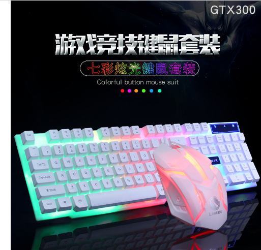 Boston Rainbow Backlit USB Wired Keyboard and Mouse Combo for DIY Assembly