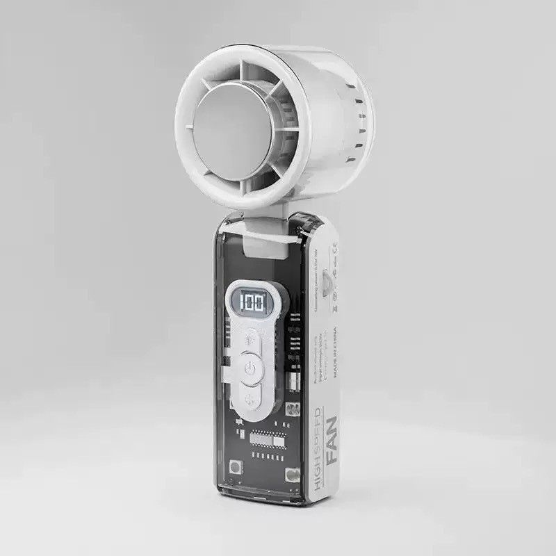 m11 super strong wind new FC8 handheld cold compress fan folding digital display 100-speed adjustment transparent mecha L