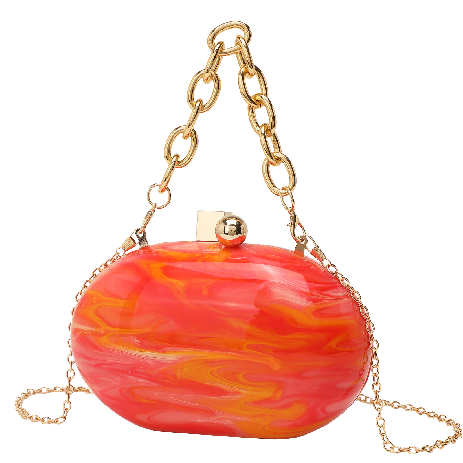 2024 New Oval Acrylic Evening Bag Wind Chain Crossbody Shoulder Clutch Handbag