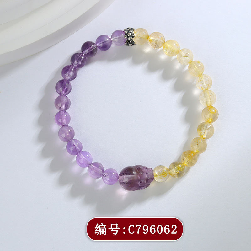Natural Yellow Tower Crystal White Crystal Pixiu Bracelet New Chinese Style Original Women's Colorful Bracelet