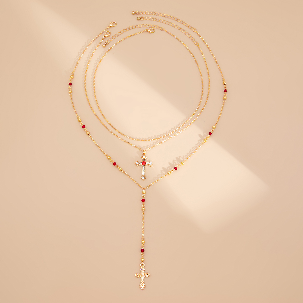 Jewelry 3-piece set rhinestone cross chain necklace set small flower crystal copper-clad iron chain neck chain