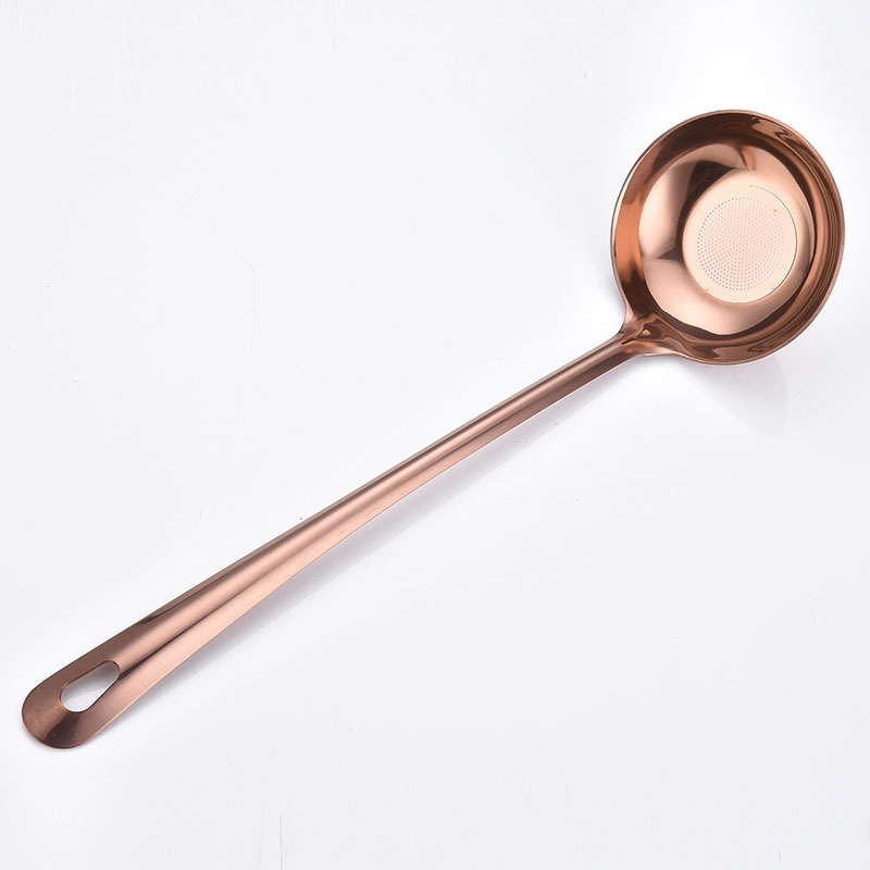 Stainless Steel Soup Spoon Home Kitchen Serving Spoon Beef Hot Pot Oil Residue Strainer Long-Handle Seasoning Large Spoon