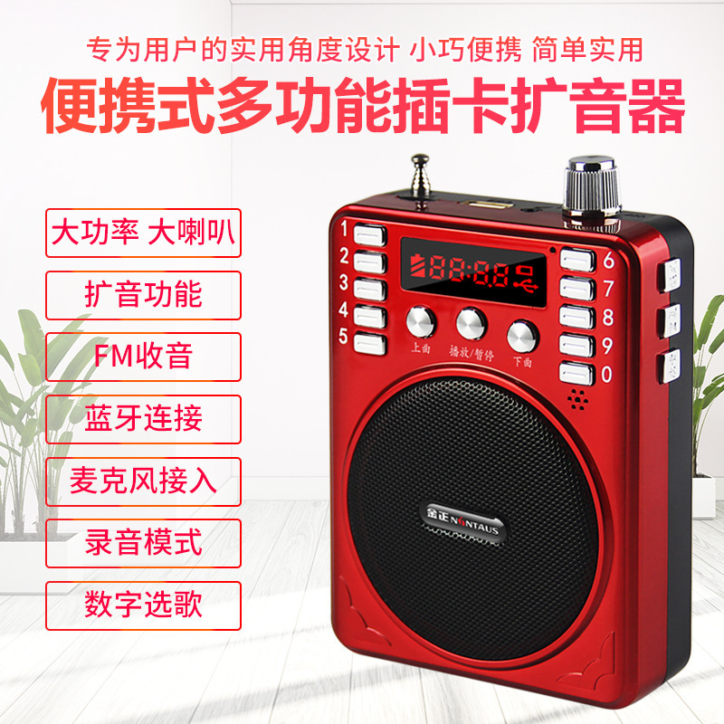 Jinzheng K207 portable card Bluetooth speaker amplifier small bee outdoor teacher guide high power recording