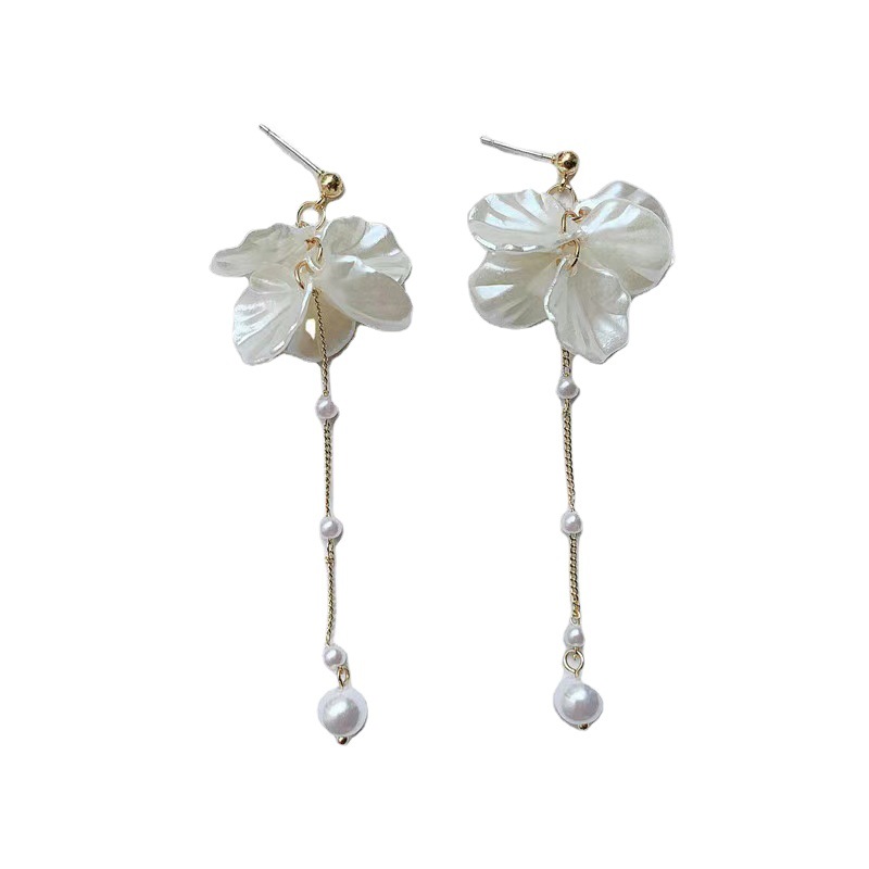 New Elegant Shell Petal Tassel Earrings Simple Pearl Earrings for Women