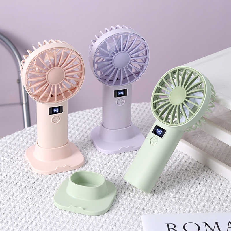 Desktop Handheld Fan USB Charging Digital Display Small Fan Portable Phone Stand Vertical Small Fan