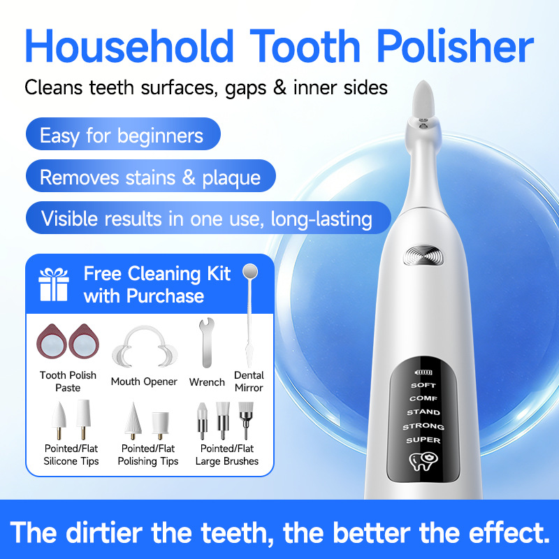 New waterproof electric teeth whitening device, tooth polisher, plaque and yellow teeth remover, oral stain cleaner