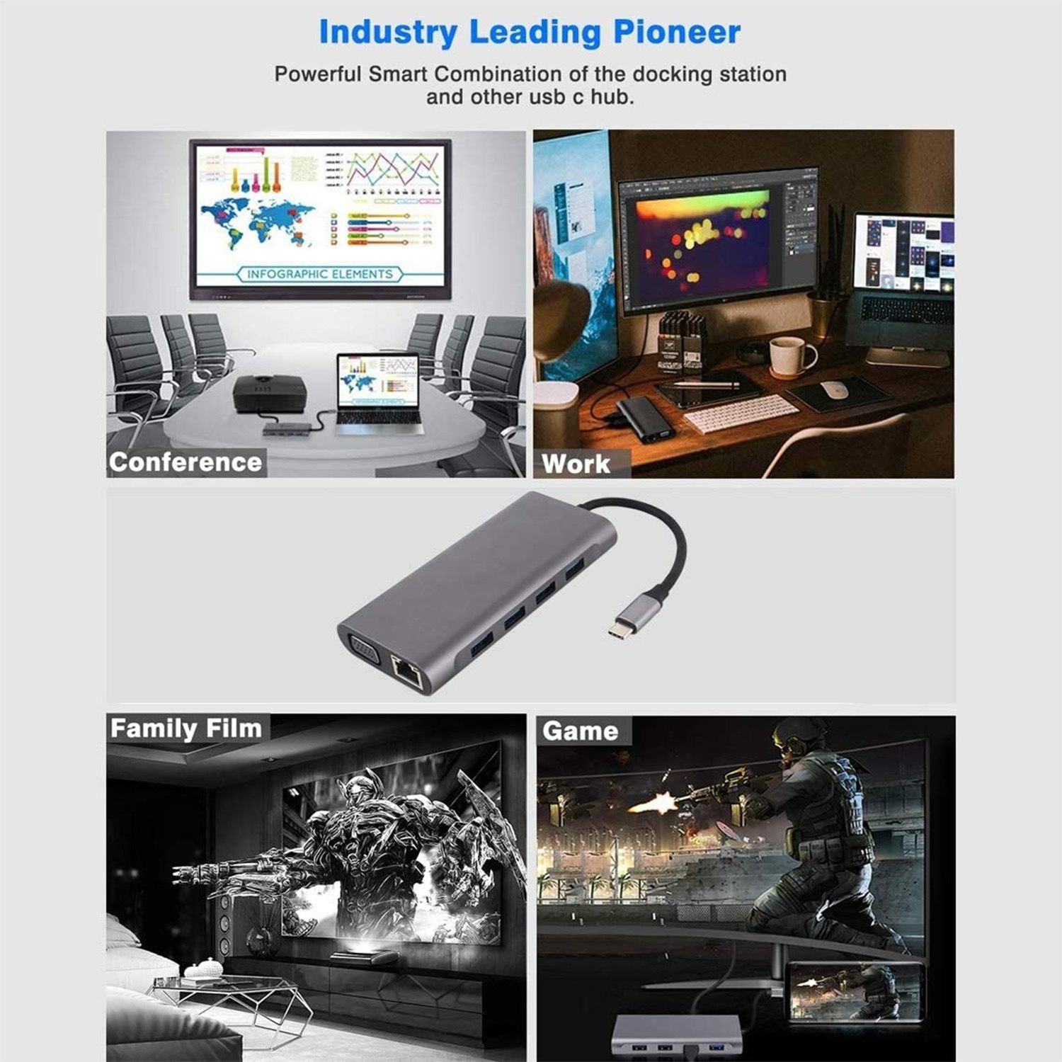 11-in-1 Docking Station Type-C to HDMI 4K Gigabit PD 100W Multi-function Notebook Converter Docking Station