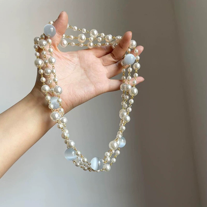 Bohemian Style Multi-Layer Bead Necklace for Women Exquisite Collarbone Chain Layered Necklace