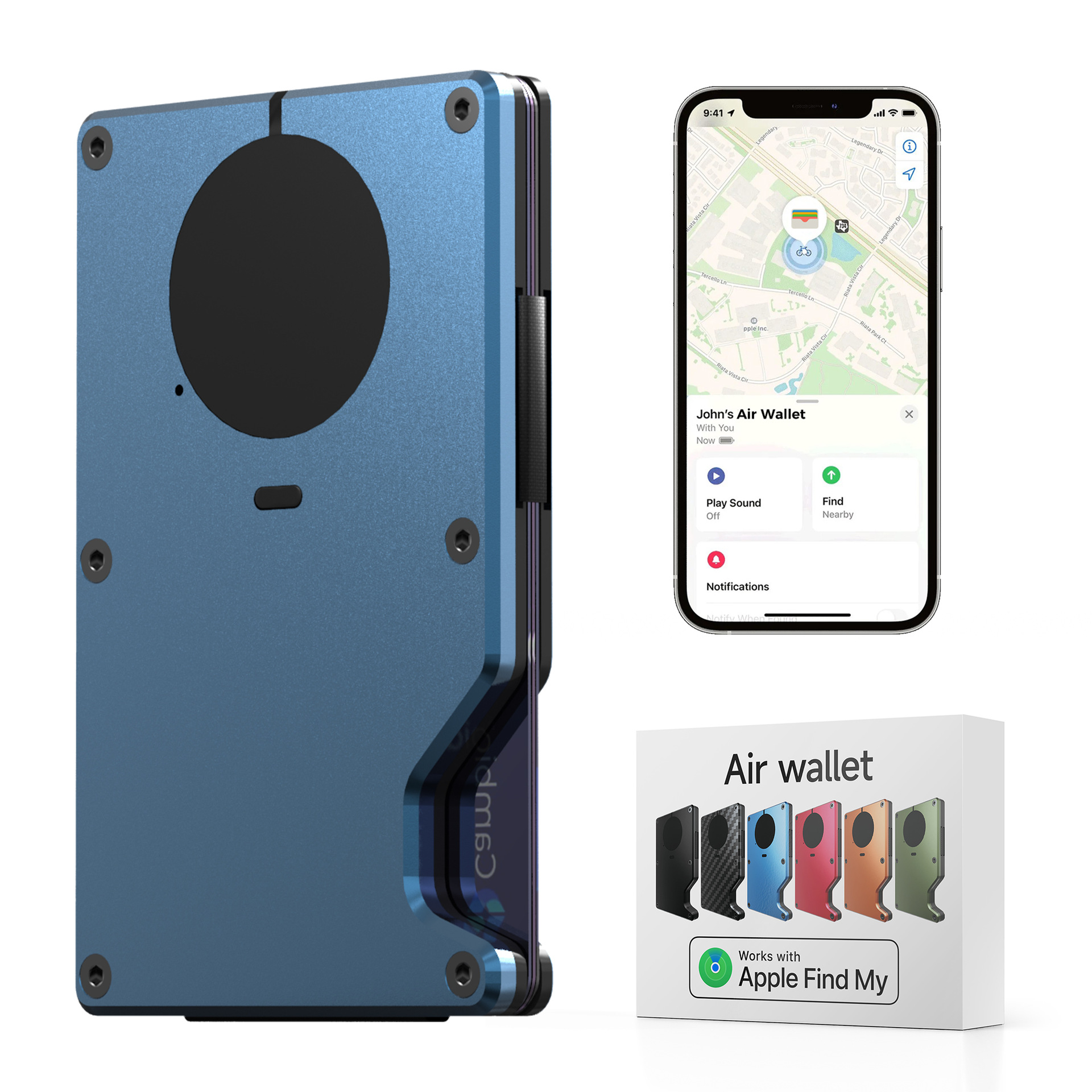 New built-in tracker wallet Apple Find My Air tag chip RFID anti-theft