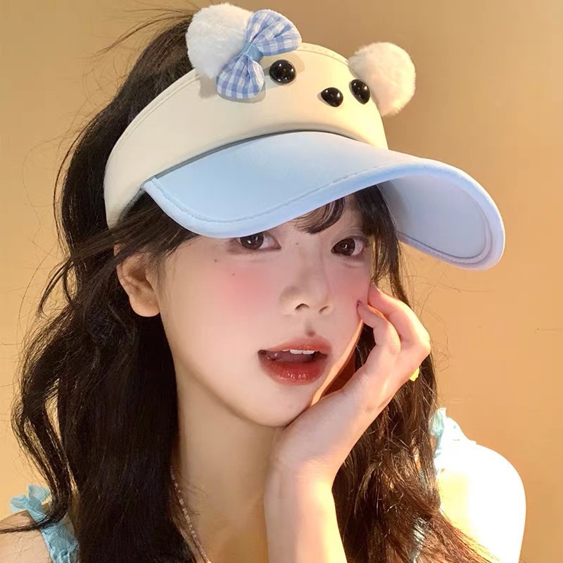 HelloKitty Sun Protection Hollow Top Hat, Cute Sunshade Hat, Face Slimming, Cartoon Kitty Cat, Face Slimming Hat