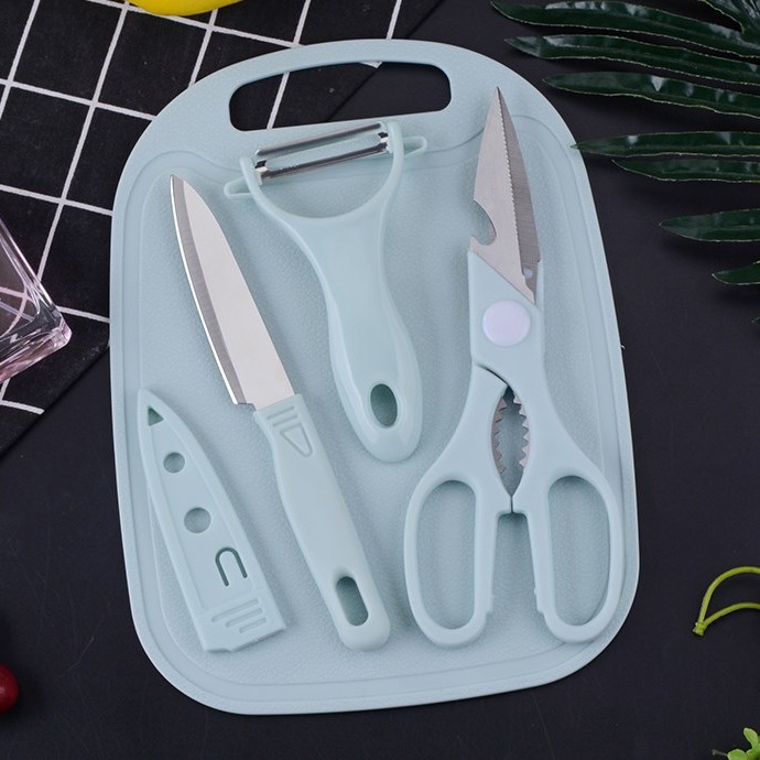 Yangjiang Knife Simple Gift Set Stainless Steel Fruit Knife Cutting Board Scissors Peeler Kitchen Household Four-Piece Set
