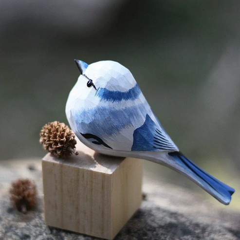 5ZW Fat Bird Wood Carving Small Bird Birthday Gift Small Fat Bird Pure Handmade Solid Wood Desktop Ornament
