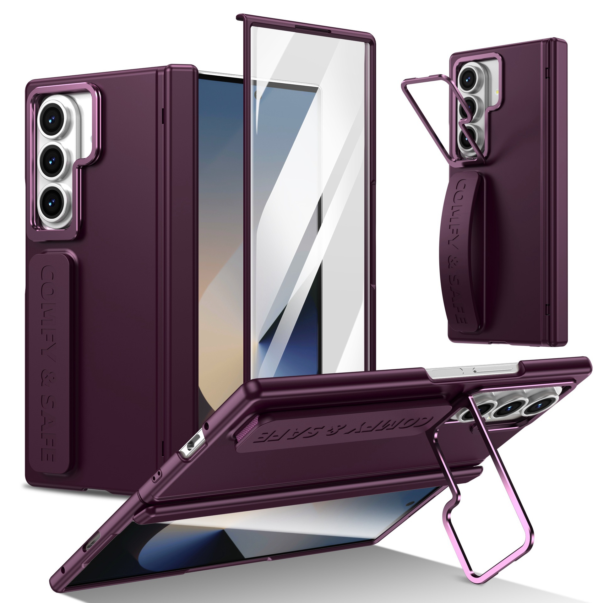 For Samsung Z Fold8 Ultra Phone Case Hinge Full Coverage Lens Bracket Strap Skin Feel Film Anti-Fall