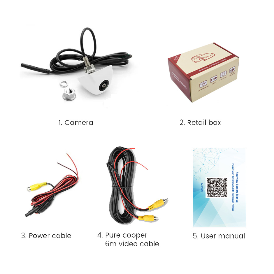 AHD car camera reversing image 360 degree HD wide angle night vision 1080P fisheye rear view external mount