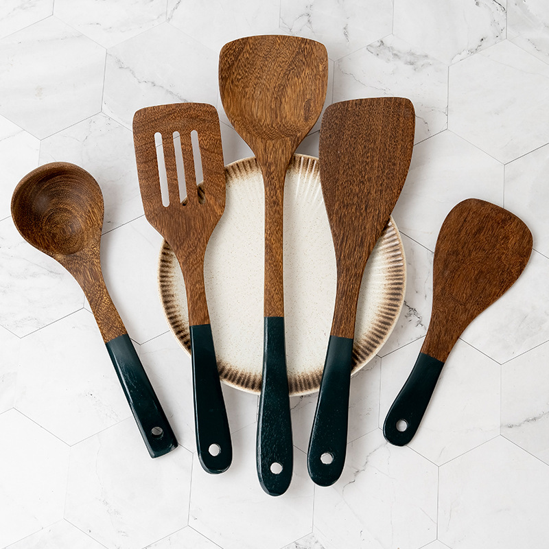 Natural Wood Long Handle Wooden Spatula Non-stick Pan Special Wooden Spatula Kitchen Tool Set Pan Factory Special Accessories