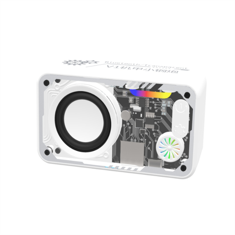 V1 Bluetooth Speaker Transparent Mecha Small Steel Cannon Colorful Series Subwoofer Play Gift Mini Small Speaker