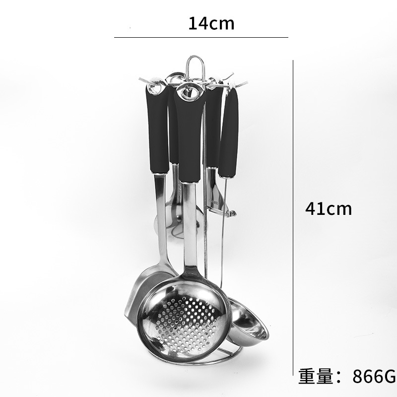 Stainless Steel Soup Spoon Slotted Spoon Kitchen Utensil Set Wok Spatula Oil Separating Spoon Ice Cream Spoon Egg Beater Stir-fry Spoon High Temperature Resistant