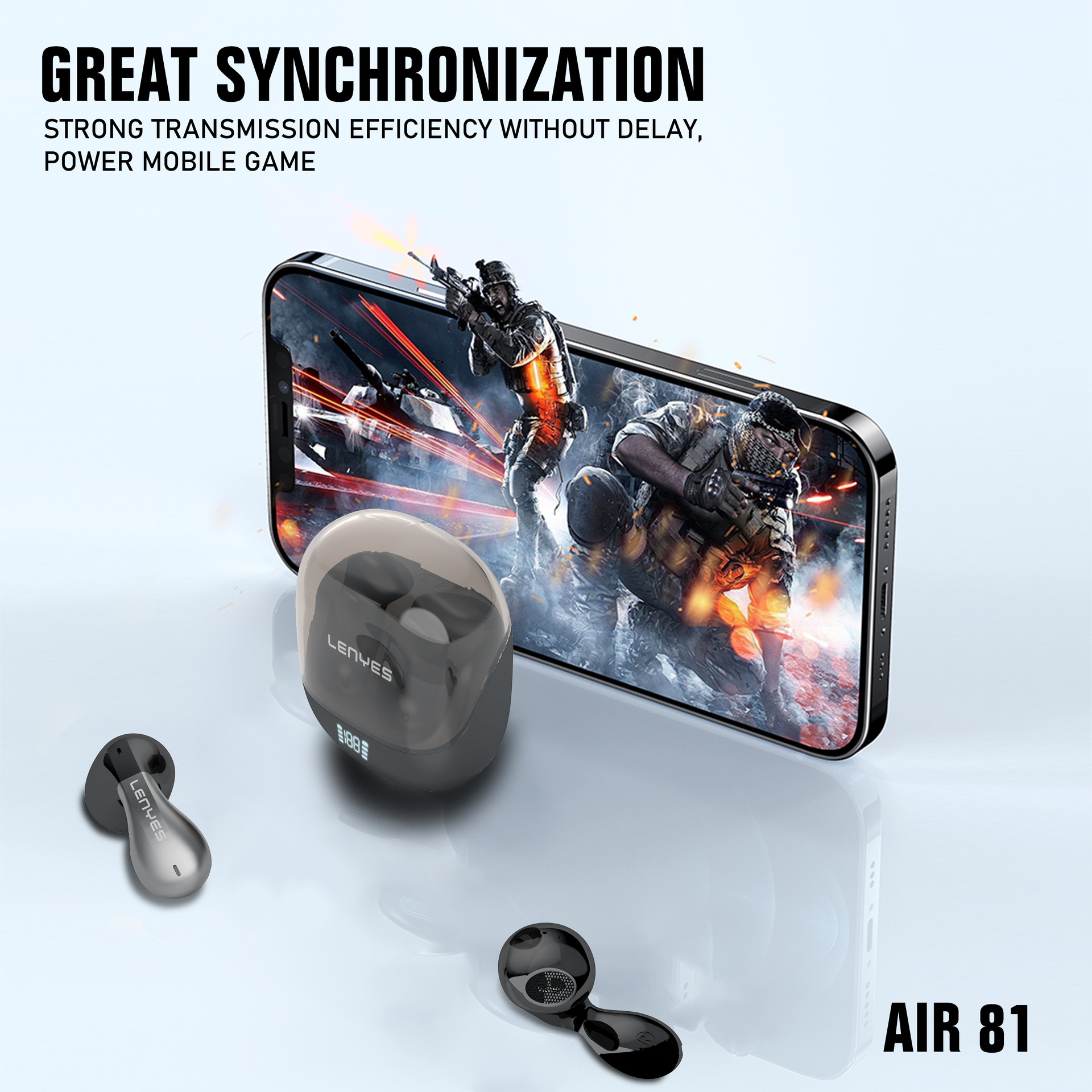 Private Mold New AIR81 Bluetooth Headphones TWS Wireless Mini Sports Running LED Display Battery Level Gaming