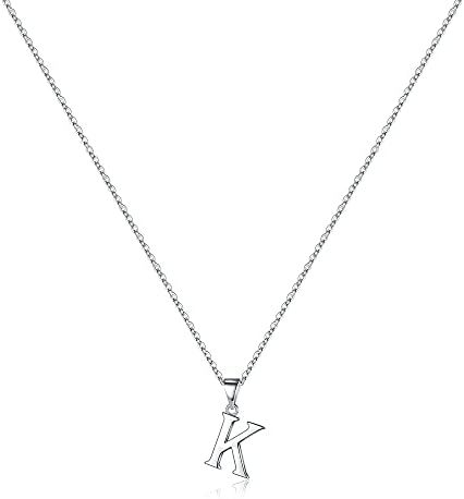 Letter S925 Sterling Silver Necklace Smooth 26 Letters Necklace Pendant Simple