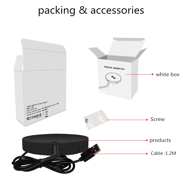 25MM Desktop Long-Distance Hidden Wireless Fast Charger Bedside Stone Table Air-Charging Wireless Charger