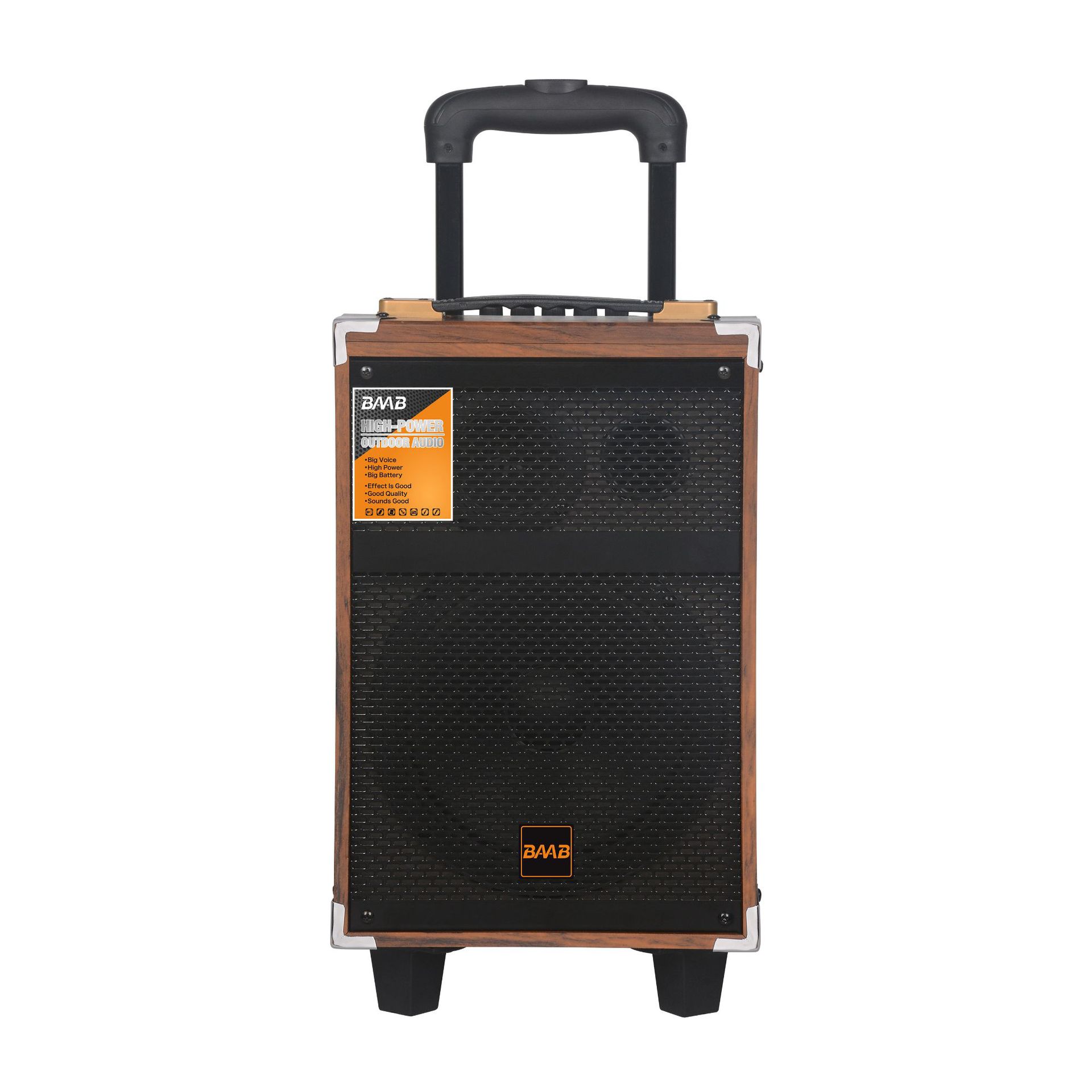Square Dance Audio Outdoor K Song Speaker High Power Wooden with Wireless Microphone Bluetooth Pull Rod 8-inch Mobile Audio