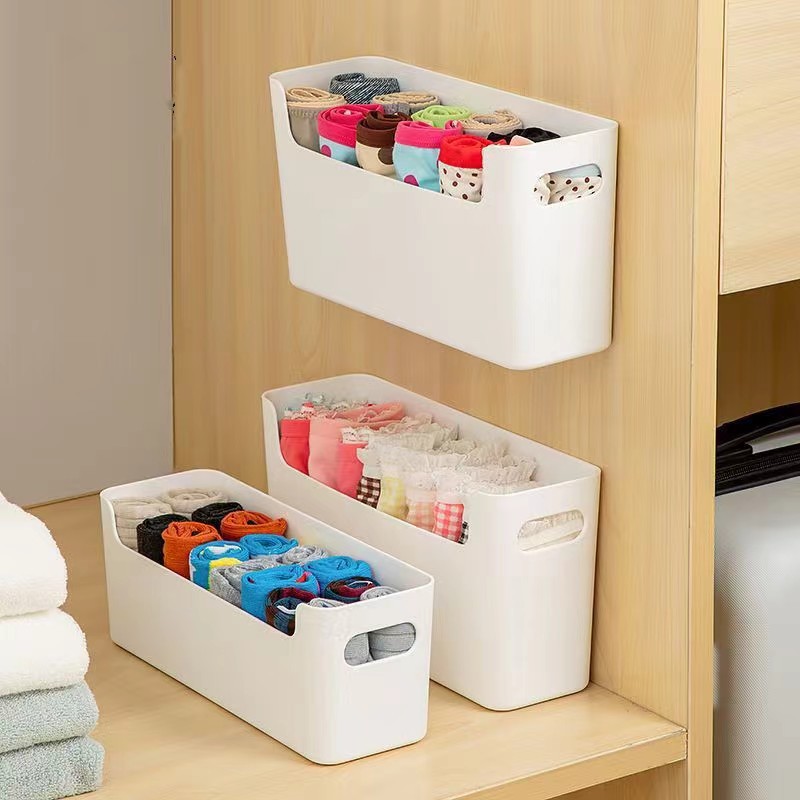 Multifunctional storage box plastic underwear socks no-drill storage box clothes wardrobe organizer box desktop storage basket